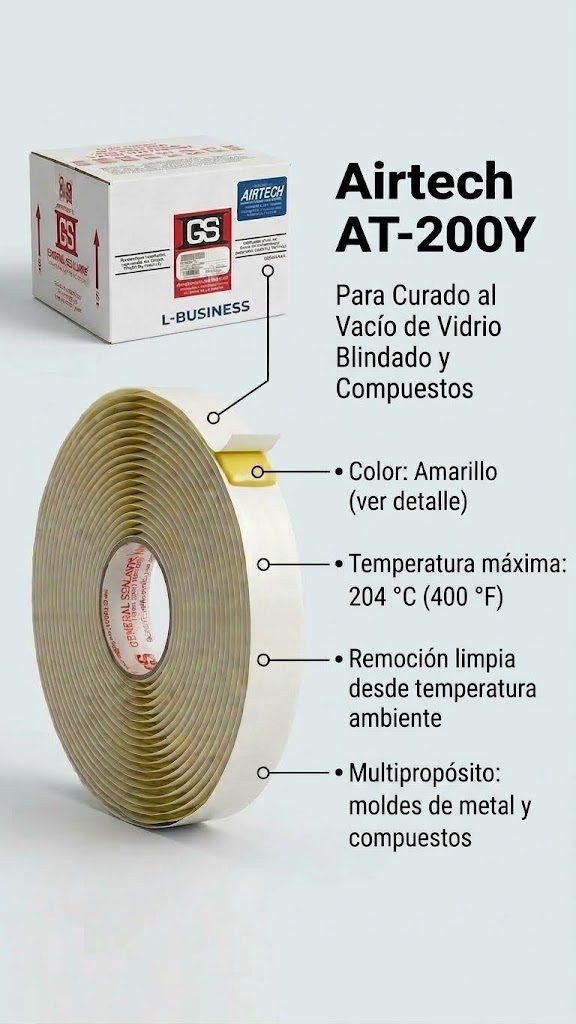 Rollo de cinta sellante AT-200Y de Airtech con su caja de despacho