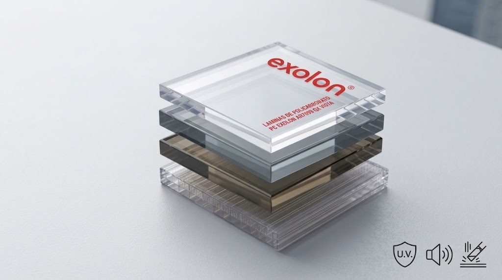 Placas de policarbonato Exolon apiladas