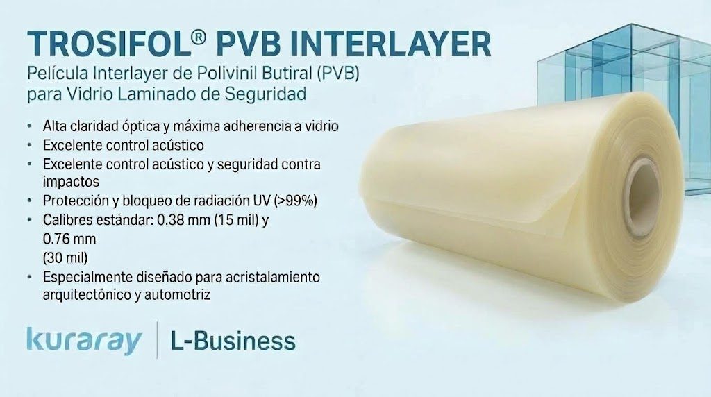 Rollo de interlayer PVB Trosifol Clear B500 de Kuraray con sus características